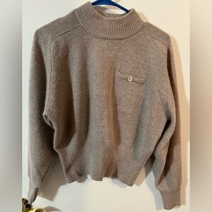 Liz Claiborne L lambswool angora rabbit hair Taupe Turtleneck Sweater